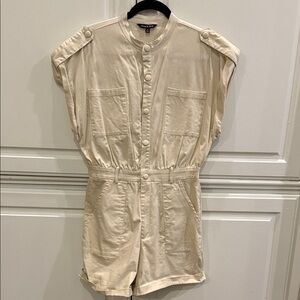 Cream Button-Up Romper